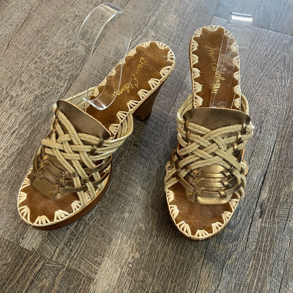 Sam Edelman Boho natural rope open toe wood clog sandals
